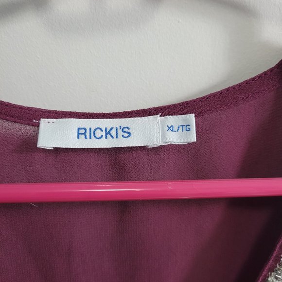 XL Ricki's Purple Sheer Tank with Beaded Neckline - Picture 4 of 6